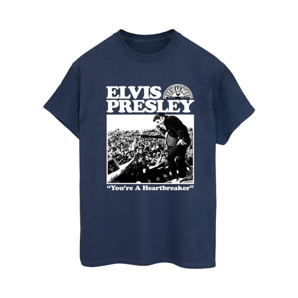 Elvis Womens/Ladies A Heartbreaker Cotton Boyfriend T-Shirt / Navy Blue